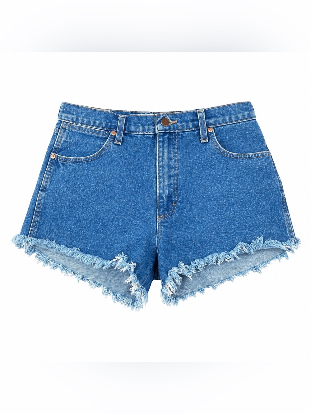 Vintage Wrangler High Rise Cutoff Denim Jean Shorts Frayed Hem 13/14 Waist 34”